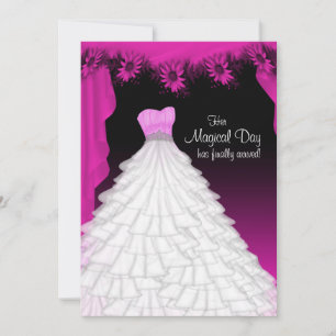 Convite Vestido de Festa Fuchsia Rosa Quinceanera