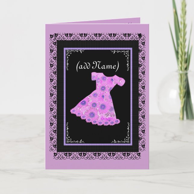 Convite Vestido de Flor PINK com Flores (Frente)