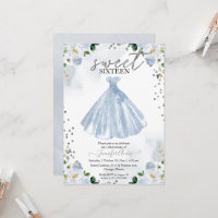 Vestido de Flores de Aquarela Azul de Sweet 16