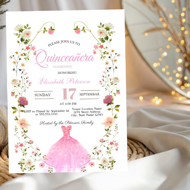 Convite Vestido de Flores Silvestres Chic para sua Foto Qu (Criador carregado)