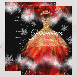 Convite Vestido de Fogo de Floco de Neve Laranja Vermelho