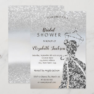 Convite Vestido de Lantejoulas Prateadas com Bokeh de Bril