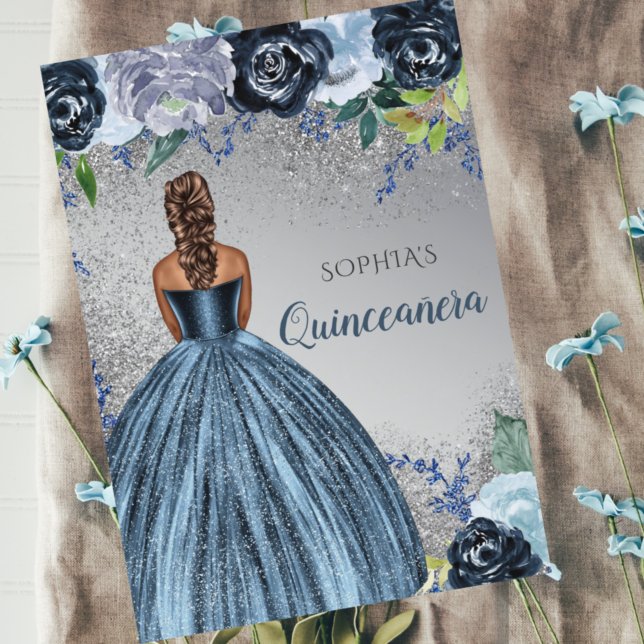 Convite Vestido De Lata Azul De Prata Quinceañera Quince (Criador carregado)