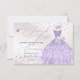 Convite Vestido de Lilas com Brilho para Quinceanera Salva