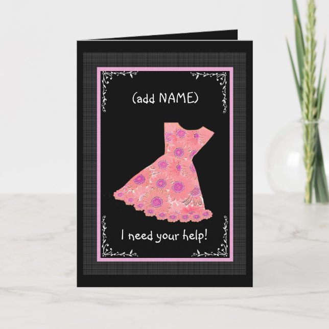Convite Vestido de Menina de Flores PEACH com NOME PERSONA (Frente)