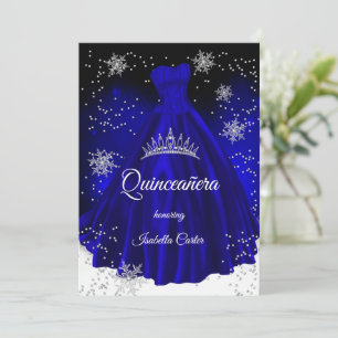 Convite Vestido de neve azul real Quinceanera Prata