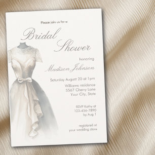 Convite Vestido de Noiva Aquarela Chuveiro Nupcial