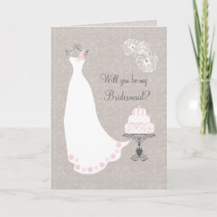 Convite Vestido de noiva branco e pedido de madrinha de ca