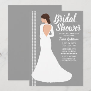 Convite Vestido de Noiva Branco Moderno Brilho Chuva de No