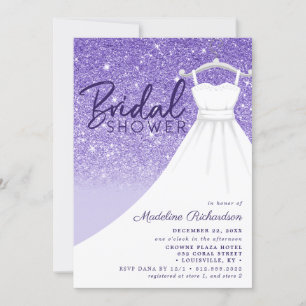 Convite Vestido de Noiva com Brilho Roxo Chuveiro de Noiva