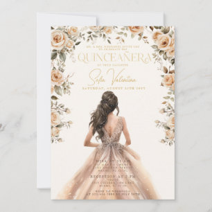 Convite Vestido de Noiva de Quinze Anos Champagne Dourado