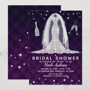 Convite Vestido de Noiva Diamante Royal Purple Chuveiro de