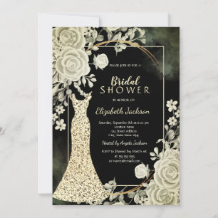 Convite Vestido de Noiva Elegante com Lantejoulas Rosas Fe