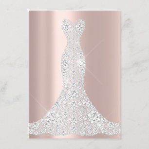 Convite Vestido de Noiva Faísca Rosa VIP Rosa Diamante