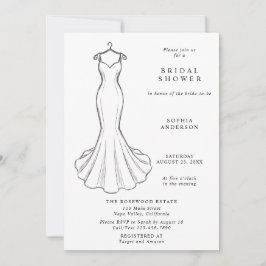 Convite Vestido de Noiva Minimalista Arte Linha Chá de Noi