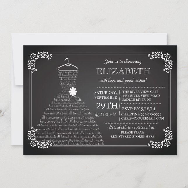 Convite Vestido de Noiva Moderno para Chá de Panela (Frente)