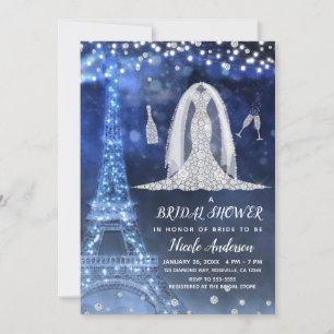Convite Vestido de Noiva Paris Night Diamond Chá de Panela