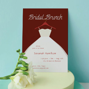 Convite Vestido de Noiva Pendurado Cabernet Brunch Nupcial