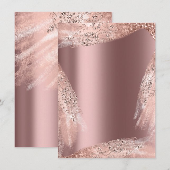 Convite Vestido de Noiva Rose Diamond Brilhante 16º Doce (Frente/Verso)