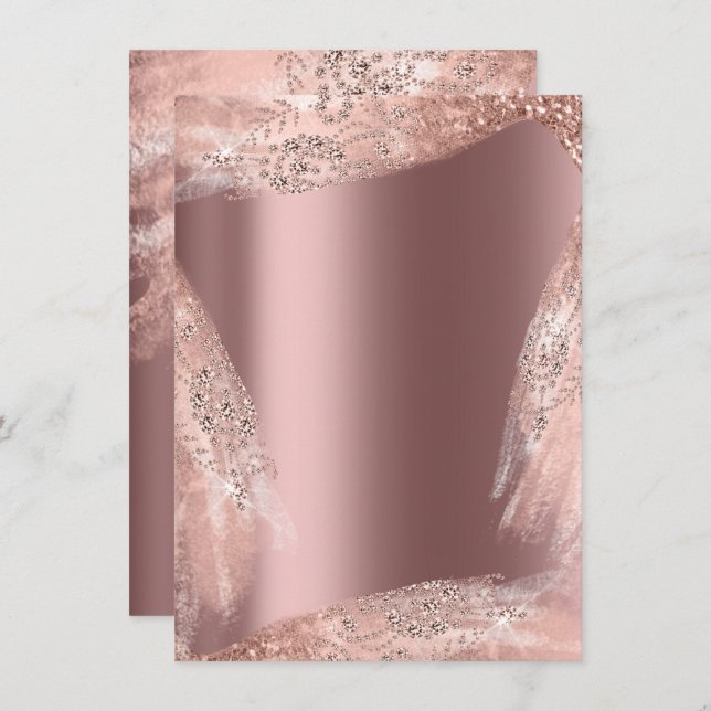 Convite Vestido de Noiva Rose Diamond Sparkly 16º Doce (Frente/Verso)