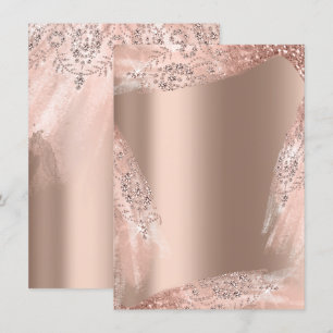 Convite Vestido de Noiva Rose Gold Sparkly 16º Aniversário