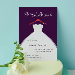 Convite Vestido de Noiva Roxo Pendurado Brunch Nupcial