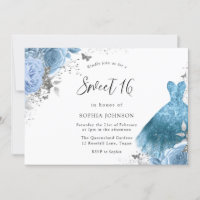 Vestido de Prata Azul Aqua e Flores Doce 16
