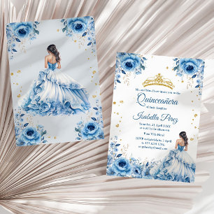 Convite Vestido de Princesa Azul Claro de Quinceanera Tiar