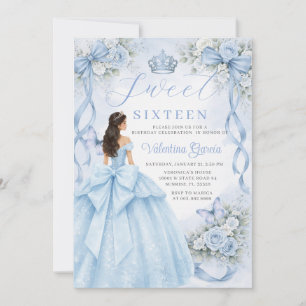 Convite Vestido de Princesa Azul Empoeirado Aniversário de