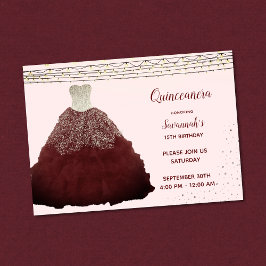 Convite Vestido de Princesa Borgonha Luzes de Corda Quince
