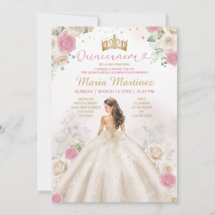 Convite Vestido de Princesa Creme de Marfim Dusty Rose Qui