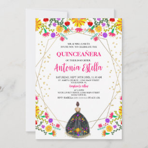 Convite Vestido de Princesa Preto para Festa de Quinceaner