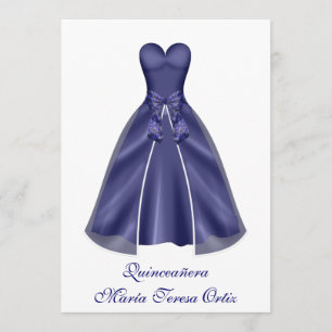 Convite Vestido de Quinceañera espanhol Invitacao elegante