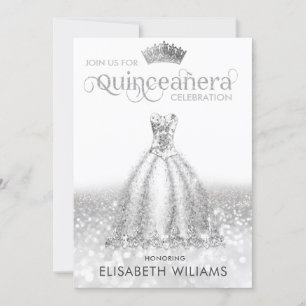 Convite Vestido de relva ombre tiara Quinceañera Invi
