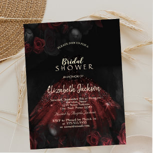 Convite Vestido de Rosas Vermelhas Bridal Shower Gótico