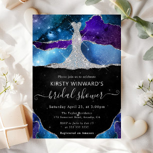 Convite Vestido Diamante e Chuveiro de Noiva Ágata Galáxia