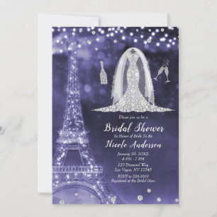 Convite Vestido Diamante Noite de Paris Roxo Chá de Noiva