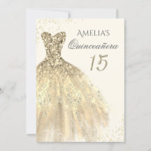 Vestido Dourado Brilhante 15º Quinceanera