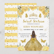 Vestido Dourado Princesa de Pele Morena Doce 16