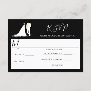 Convite Vestido e Tux - Opções de RSVP/Janto