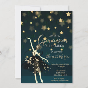 Convite Vestido Elegante Bailarina de Dança Estrelas Quinc