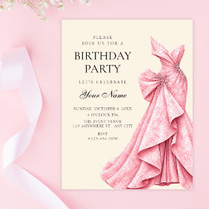 Convite Vestido elegante de aniversário