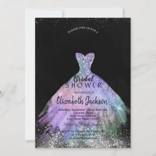 Convite Vestido Elegante e Glamouroso, Chá de Noiva