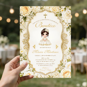 Convite Vestido Espanhol Mexicano Menina Festa Dourado Bau