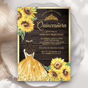 Convite Vestido Floral Amarelo Girassóis Quinceanera Madei