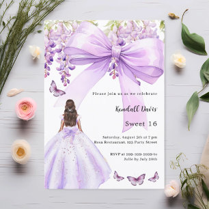 Convite Vestido floral de arco de lavanda Doce 16