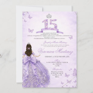 Convite Vestido Floral Roxo Espanhol Coroa Princesa 15 Ano