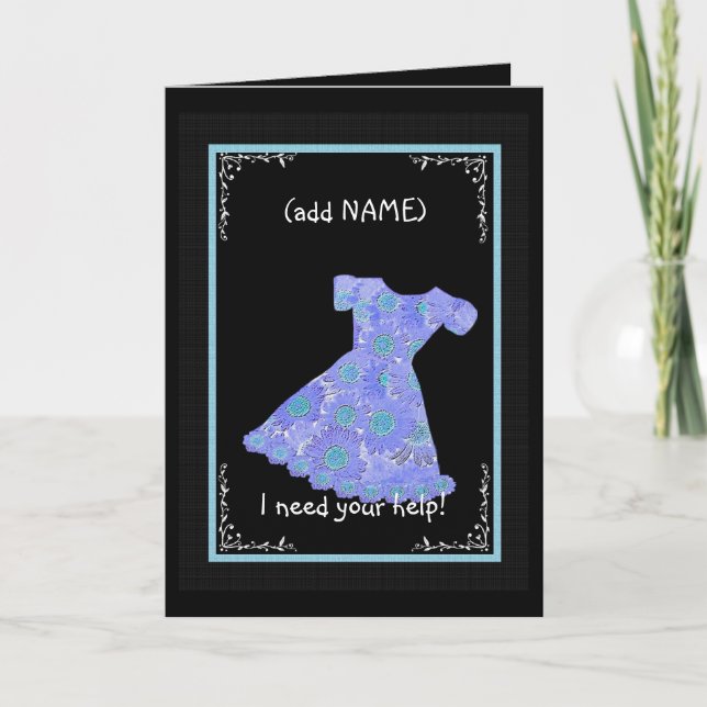 Convite Vestido Florzinha de Nome Personalizado Azul PERVI (Frente)
