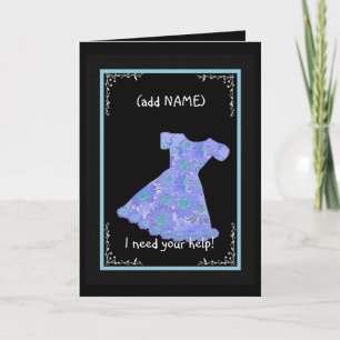 Convite Vestido Florzinha de Nome Personalizado Azul PERVI