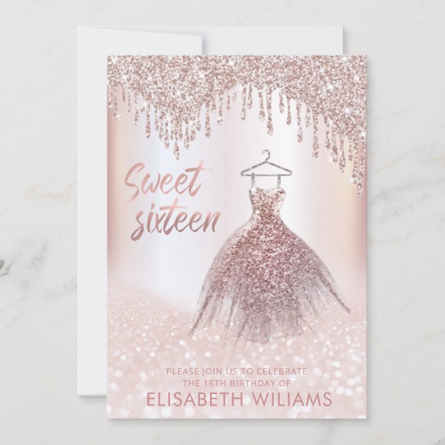 Convite Vestido geminado gole rosa ouro ombre i (Frente)